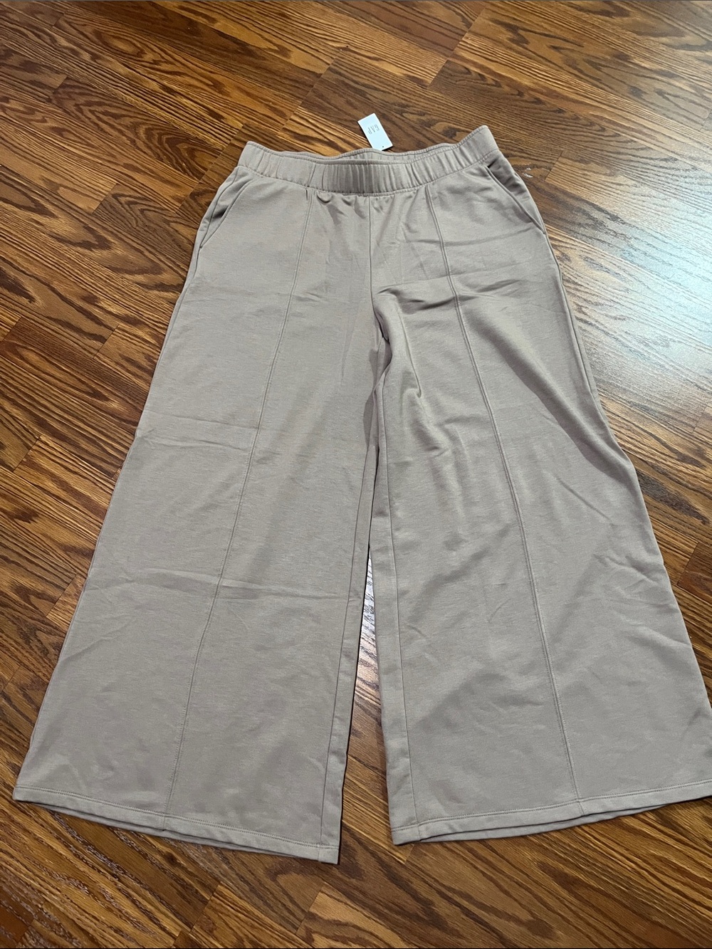 GAP Cloudlight Wide Leg Pants Taupe pintuck size small front seam NWT